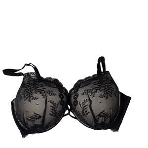 Victoria’s Secret Lace Mesh Bra Women 38D Black Sheer Lace Romantic Lingerie